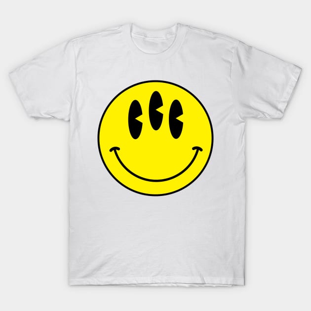 Trippy 90s acid house three eyed smiley face T-Shirt by shannlp